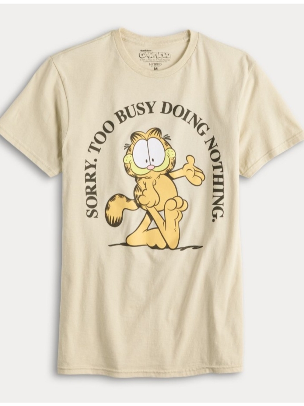 Men's Garfield - Cream "Busy Doing Nothing" Graphic Tee